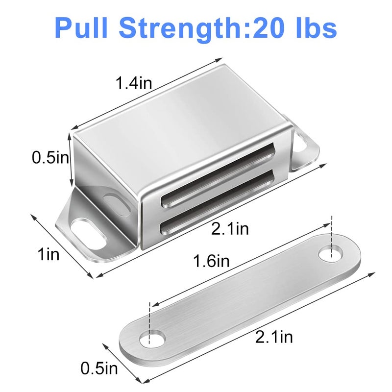 Onarway Magnetic Door Catch 20 lbs Pull Strong Magnet Cabinet Latches Magnetic Hardware Stainless Steel Chrome Door Closer for Bathroom Kitchen Sliding Door Window Cupboard (6 Pack-Strength 10KG) - Image 3